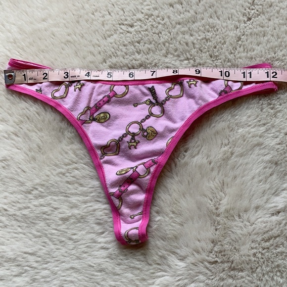 VS PINK | Y2K Pink & Gold Charms Low Rise Thong | M - Picture 10 of 15